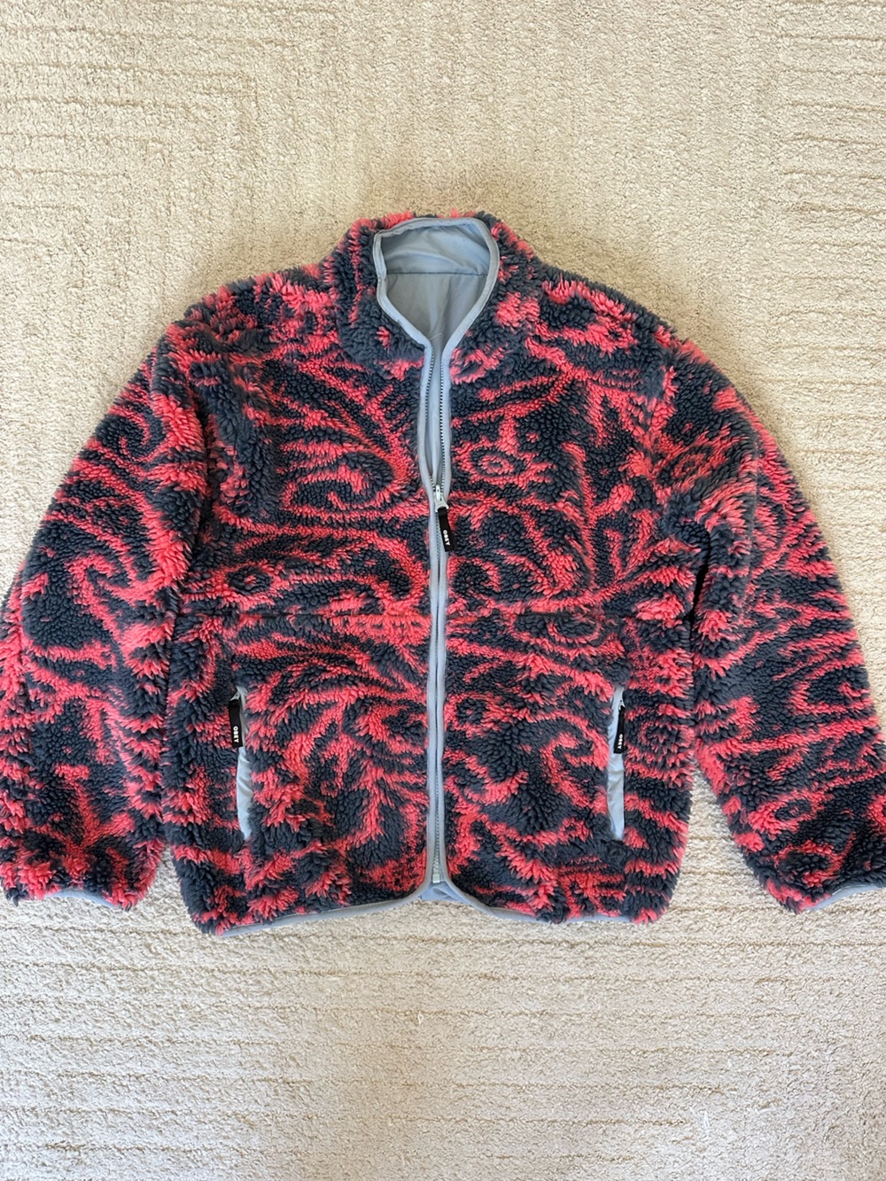 OBEY Light Blue Reversible Windbreaker Jacket with Branded Zip Pull - Picture 4 of 5